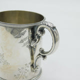 Victorian Sterling Silver Floral Decorated Christening Mug Antique 1874 London