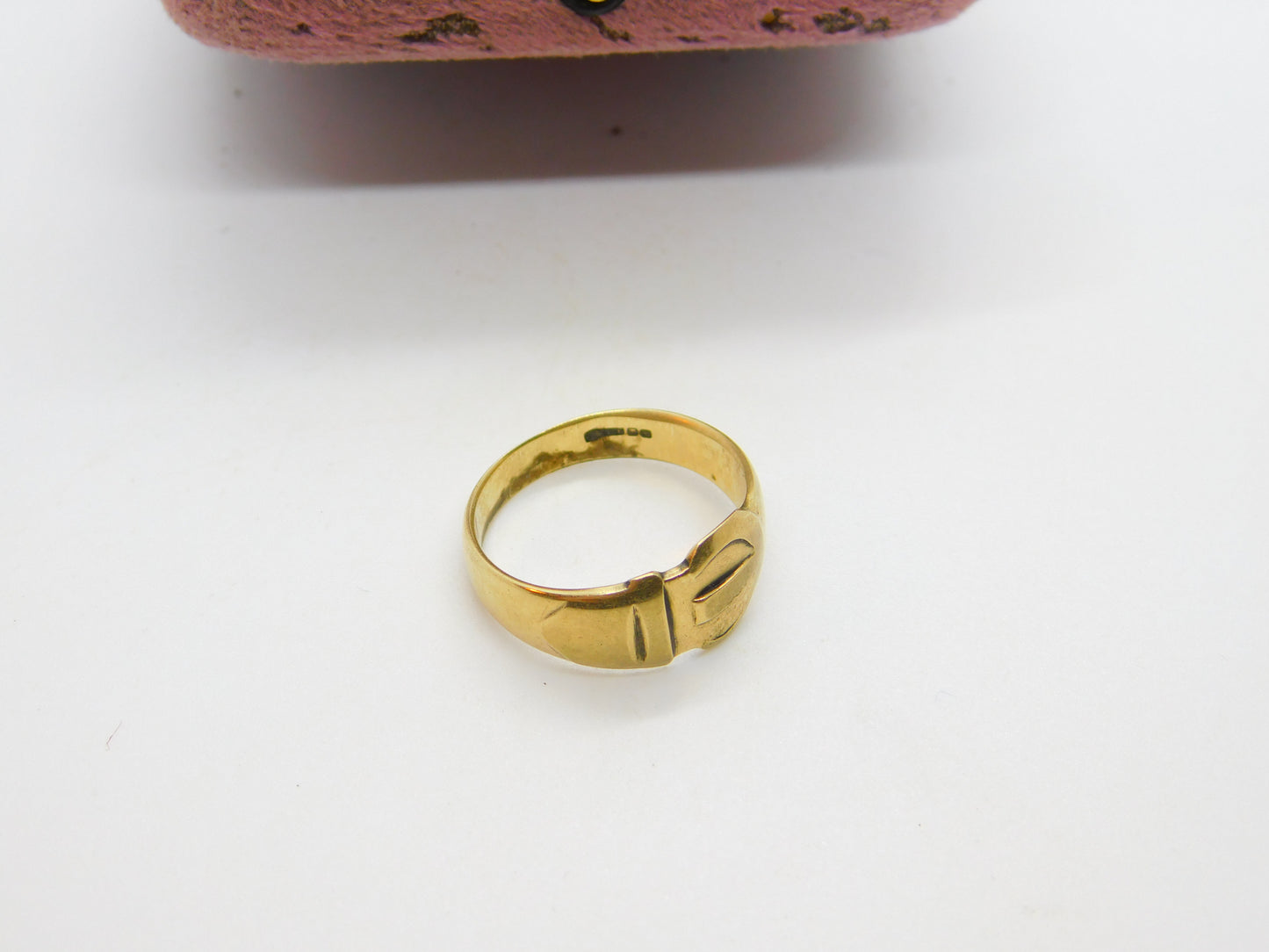 Victorian Style 9ct Yellow Gold Buckle Ring Vintage c1970 London