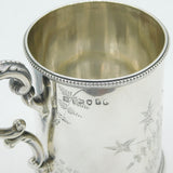Victorian Sterling Silver Floral Decorated Christening Mug Antique 1874 London