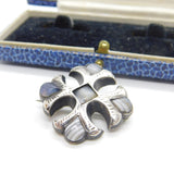 Scottish Victorian Sterling Silver & Montrose Agate Celtic Cross Brooch Antique c1860