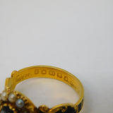 Victorian 18ct Gold, Black Enamel 'In Memory Of' Mourning Ring Antique London