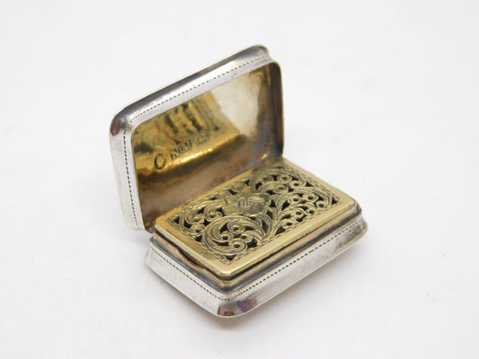 William IV Sterling Silver Vinaigrette Antique 1835 Birmingham Nathaniel Mills
