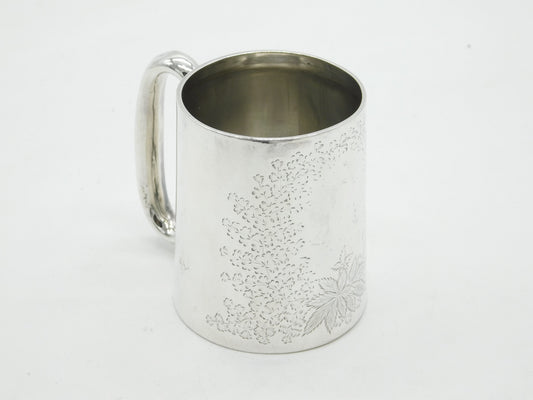 Victorian Sterling Silver Floral Pattern Christening Mug Antique 1892 Sheffield