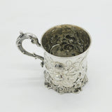 Victorian Sterling Silver Floral Decorated Christening Mug Antique 1844 London