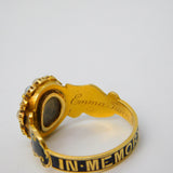 Victorian 18ct Gold, Black Enamel 'In Memory Of' Mourning Ring Antique London