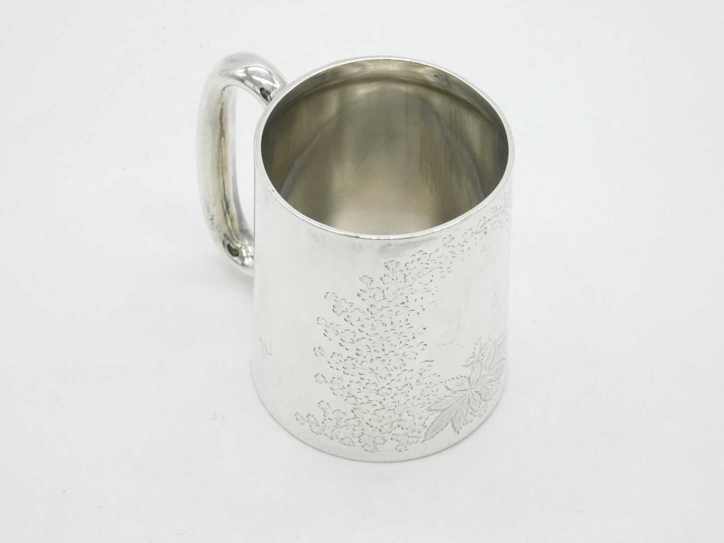 Victorian Sterling Silver Floral Pattern Christening Mug Antique 1892 Sheffield