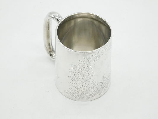 Victorian Sterling Silver Floral Pattern Christening Mug Antique 1892 Sheffield