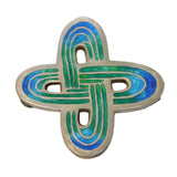 Art Nouveau Sterling Silver Blue Enamel Knot Brooch Antique 1910 Birmingham