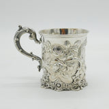 Victorian Sterling Silver Floral Decorated Christening Mug Antique 1844 London