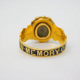 Victorian 18ct Gold, Black Enamel 'In Memory Of' Mourning Ring Antique London