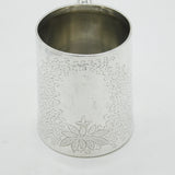 Victorian Sterling Silver Floral Pattern Christening Mug Antique 1892 Sheffield