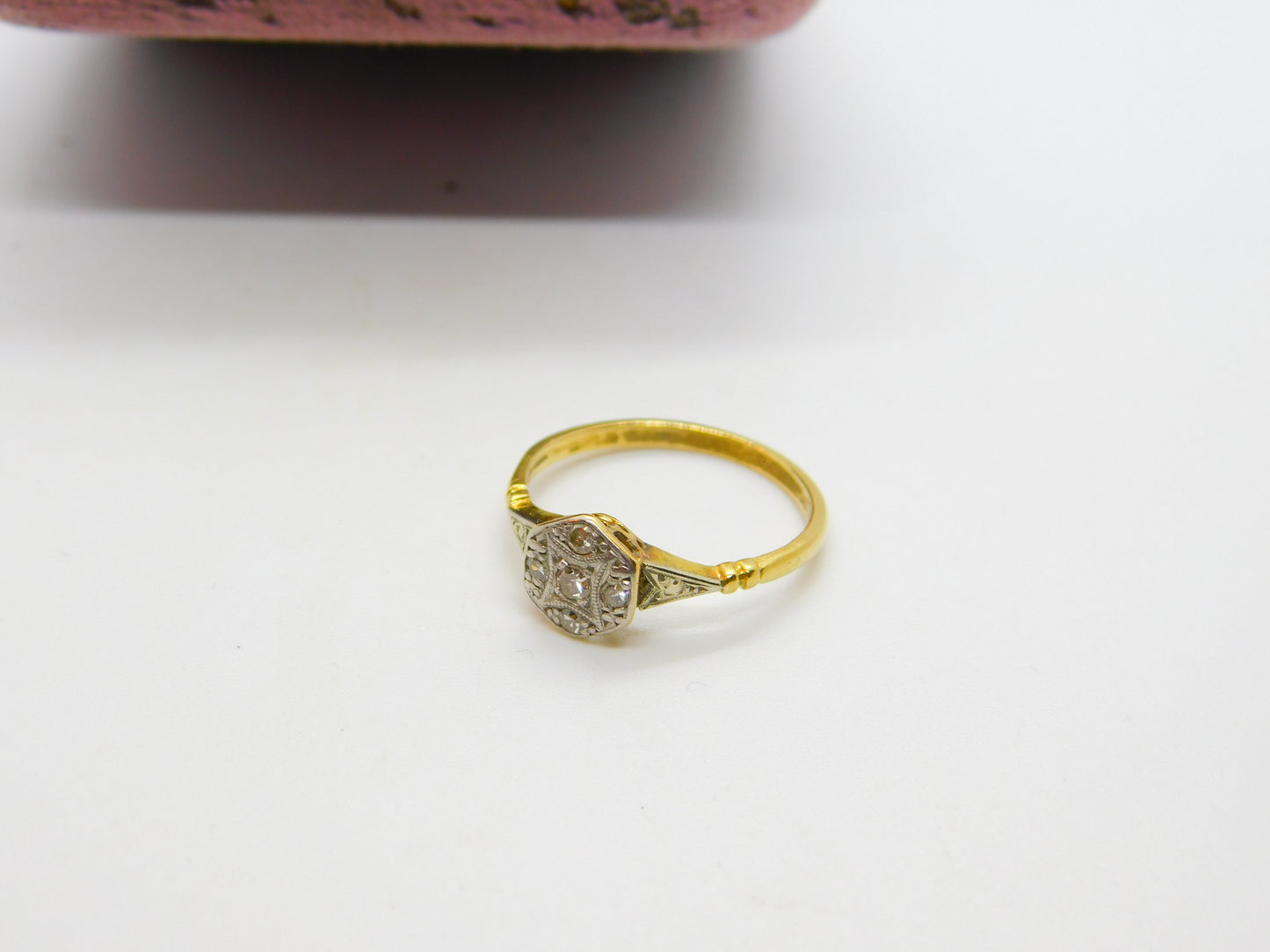 Victorian 18ct Yellow Gold 0.1ct Diamond Set Floral Cluster Ring Antique c1890