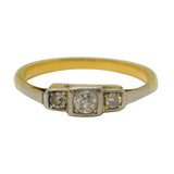 Victorian 18ct Gold & Platinum Three-Stone Diamond Dress Ring Antique c1890s
