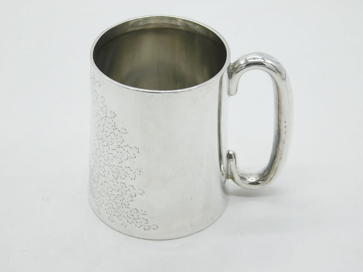 Victorian Sterling Silver Floral Pattern Christening Mug Antique 1892 Sheffield