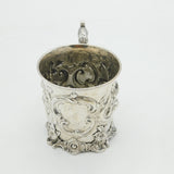 Victorian Sterling Silver Floral Decorated Christening Mug Antique 1844 London
