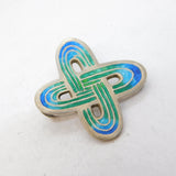 Art Nouveau Sterling Silver Blue Enamel Knot Brooch Antique 1910 Birmingham