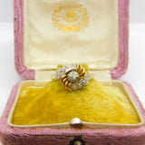 Victorian French 18ct Yellow Gold Platinum Set Paste Floral Spray Ring c1900