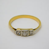 Victorian 18ct Gold & Platinum Three-Stone Diamond Dress Ring Antique c1890s