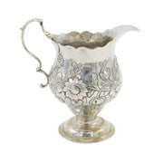George III Sterling Silver Floral Pattern Pedestal Cream Jug Antique 1766 London