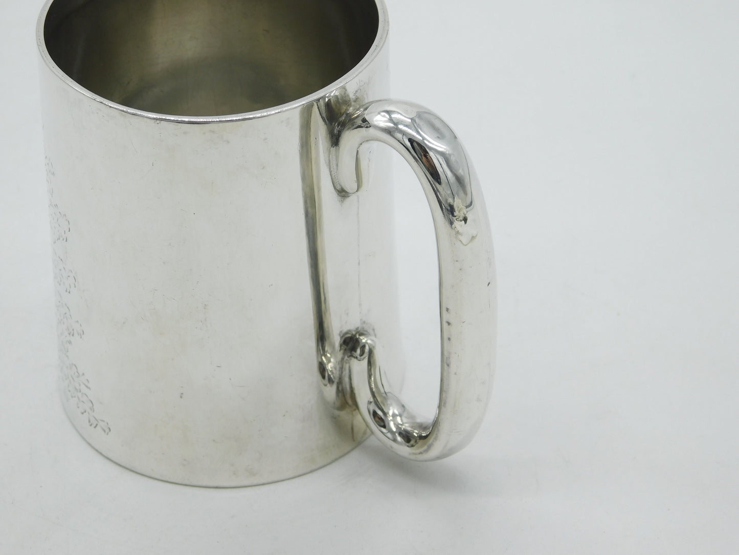 Victorian Sterling Silver Floral Pattern Christening Mug Antique 1892 Sheffield