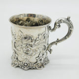 Victorian Sterling Silver Floral Decorated Christening Mug Antique 1844 London
