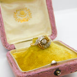 Victorian French 18ct Yellow Gold Platinum Set Paste Floral Spray Ring c1900