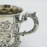 Victorian Sterling Silver Floral Decorated Christening Mug Antique 1844 London