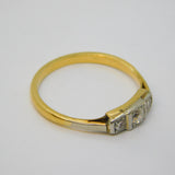 Victorian 18ct Gold & Platinum Three-Stone Diamond Dress Ring Antique c1890s