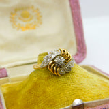 Victorian French 18ct Yellow Gold Platinum Set Paste Floral Spray Ring c1900