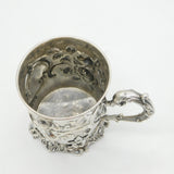Victorian Sterling Silver Floral Decorated Christening Mug Antique 1844 London
