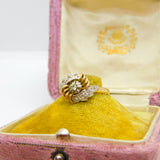 Victorian French 18ct Yellow Gold Platinum Set Paste Floral Spray Ring c1900