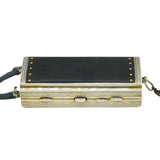 20th Century French .950 Silver Black-Yellow Enamel Ladies Compact Makeup Holder c1920