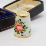 Boxed David Andersen Sterling Silver Gilt Enamel Thimble Antique c1930 Deco