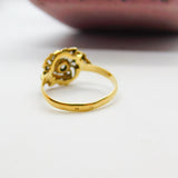 Victorian French 18ct Yellow Gold Platinum Set Paste Floral Spray Ring c1900