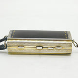 20th Century French .950 Silver Black-Yellow Enamel Ladies Compact Makeup Holder c1920