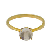 Victorian 15ct Yellow Gold & Cabochon Moonstone Solitaire Ring Antique c1880s