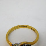 Victorian 18ct Yellow Gold Three-Stone Diamond Crossover Ring Antique c1890