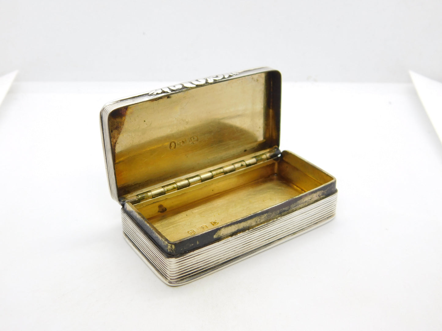 George IV Sterling Silver Lined Snuff Box Antique 1827 Birmingham