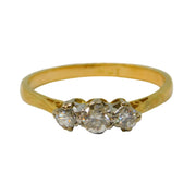 Victorian 18ct Yellow Gold Three-Stone Diamond Dress Ring Antique c1880