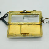 20th Century French .950 Silver Black-Yellow Enamel Ladies Compact Makeup Holder c1920