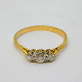 Victorian 18ct Yellow Gold Three-Stone Diamond Dress Ring Antique c1880