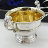 Boxed Set of Sterling Silver Lion Handle Trophy Salt Cellars 1900 London Antique