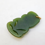 9ct Gold New Zealand Carved Nephrite Jade Tiki Pendant Antique c1930 Art Deco