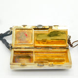 20th Century French .950 Silver Black-Yellow Enamel Ladies Compact Makeup Holder c1920
