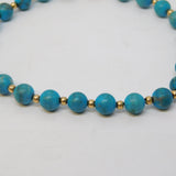 9ct Yellow Gold Beaded Natural Turquoise Bracelet Vintage c1970