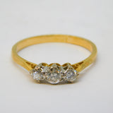 Victorian 18ct Yellow Gold Three-Stone Diamond Dress Ring Antique c1880