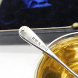 Boxed Set of Sterling Silver Lion Handle Trophy Salt Cellars 1900 London Antique