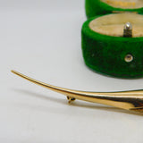 9ct Yellow Gold Cabochon White Opal Feather Brooch Vintage c1990 London