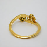 Victorian 18ct Gold, Turquoise & Seed Pearl Crossover Ring Antique c1860s