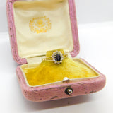 9ct Yellow Gold, Sapphire & Diamond Paste Floral Cluster Ring Vintage 1987
